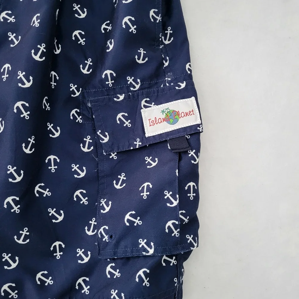 Island Planet Swim Trunks Men S Nautical Anchor Print Swim Cruise Beach Vacation